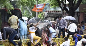 Delhi BJP workers try to cut water supply to Satyendar Jain’s house, face water cannons