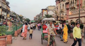 Pedestrians compete with rickshaws at Chandni Chowk’s overhauled street