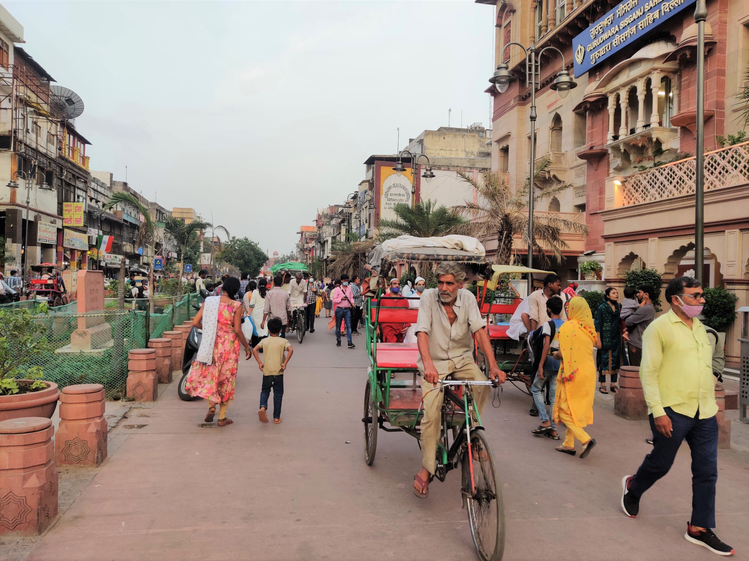 Pedestrians compete with rickshaws at Chandni Chowk’s overhauled street