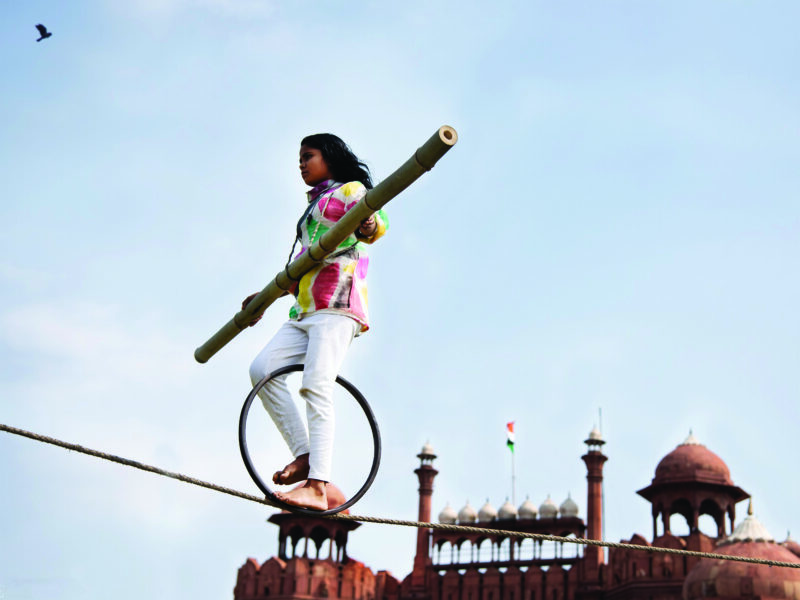 Ganga, the14 year old trapeze artist from Mumbai who is the central figure of the short 'Walk of Courage'