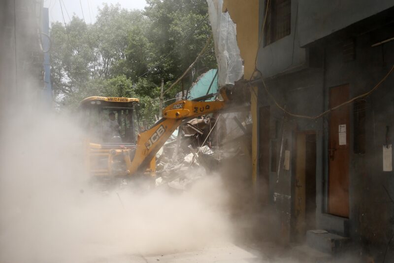 Demolition drive at Bahadur Shah Zafar Marg