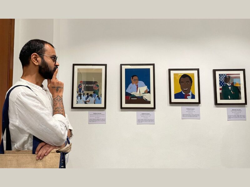 ARTIST'S LENS: Siddhesh Gautam gazing at his exhibited works