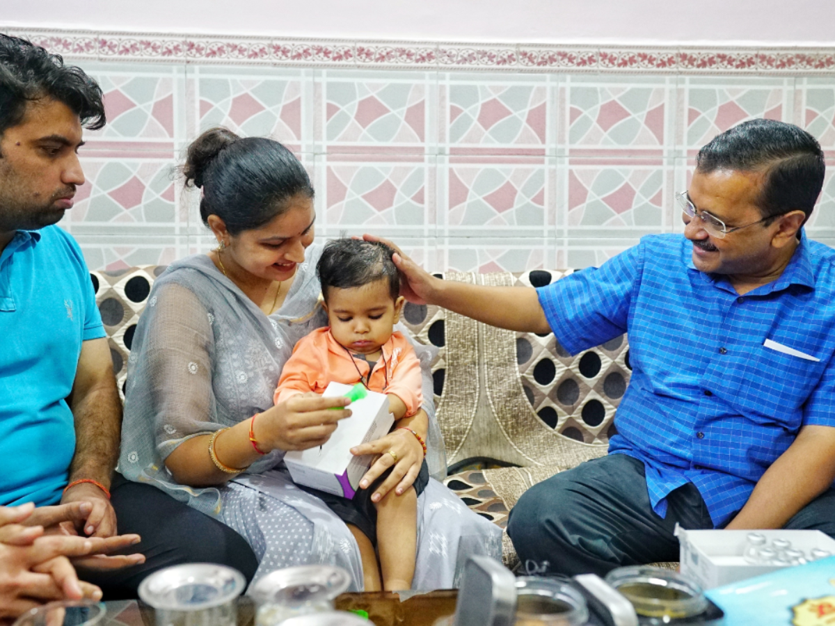 Delhi CM Kejriwal meets baby boy suffering from rare genetic disorder