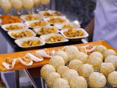 Duck aachari kachori Pickled mango, aam aada pani