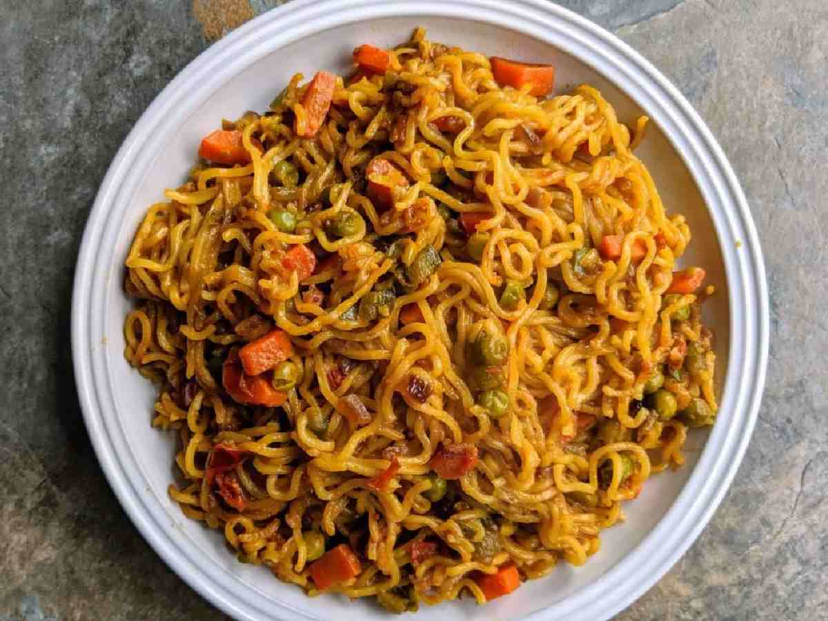 Masala Maggi: Quick and spicy noodles made with instant noodles, vegetables, and Indian spices