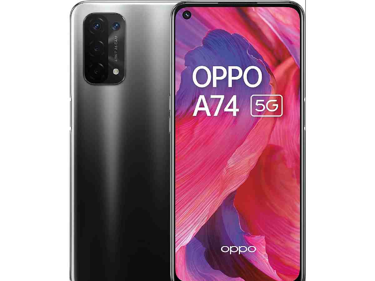 The Oppo A74 5G includes a 6.5-inch FHD+ display, a Snapdragon 480 5G processor, a 48MP triple-camera setup, and a 5000mAh battery with 18W fast charging