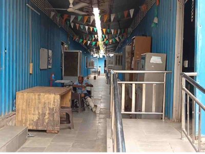 RESTING: Sanjay Yadav waits outside the orthopaedic ward after finishing his lunch