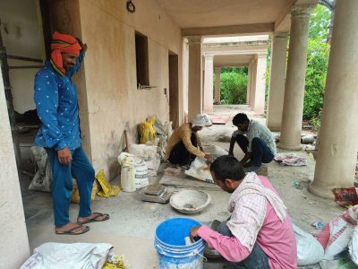 Labourers working at the Director’s residence