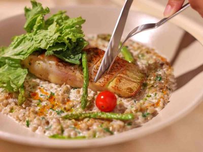 Crusted River Sole and Barley Risotto