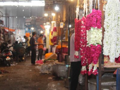 Chhatarpur flower market, known for ornamental arrangements of flowers