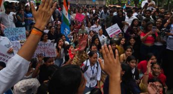 NSUI protests at DU demanding 12-day menstrual leave per semester