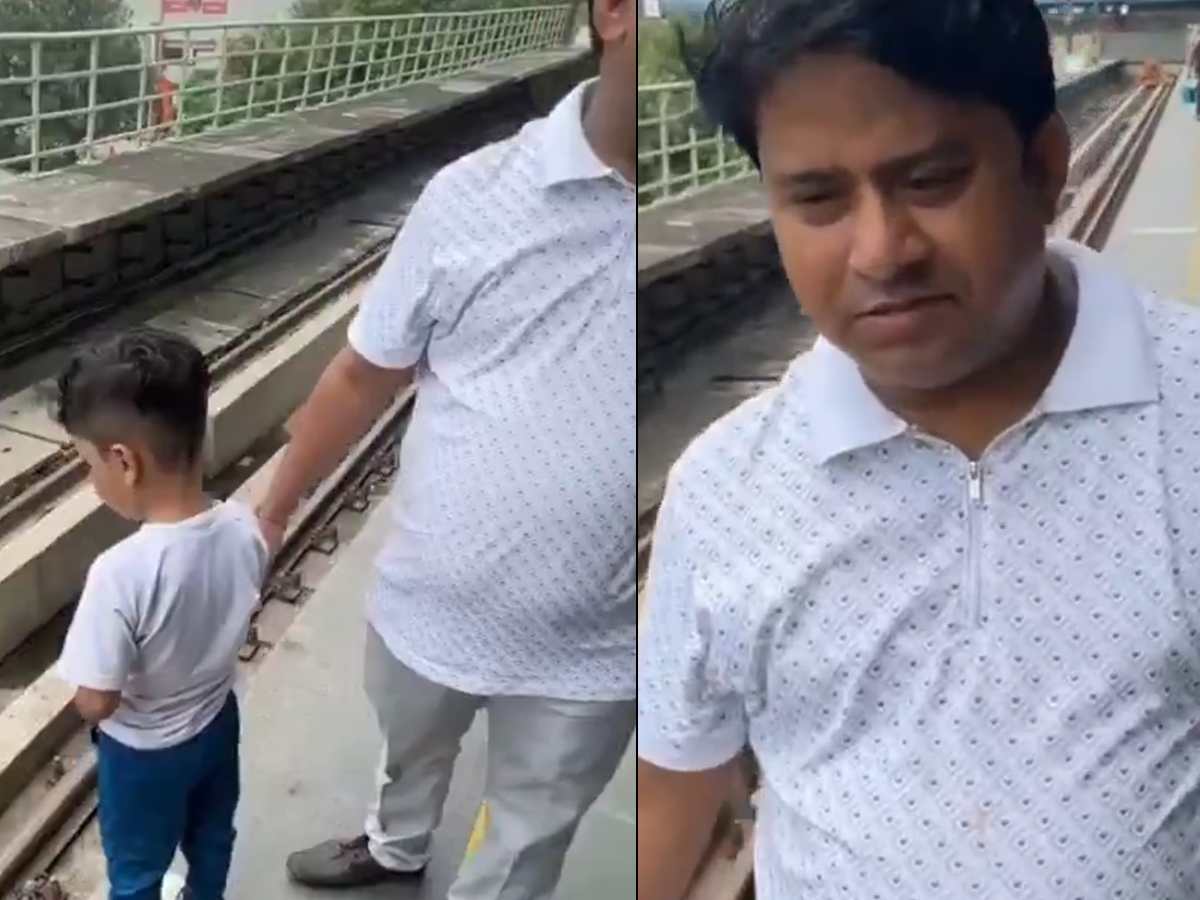 Video: ‘Most uncivilised’, Dad faces flak as son urinates at Delhi metro station