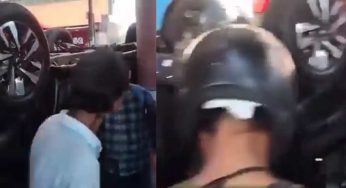 Delhi: Thar crashes out of showroom, lands on road below