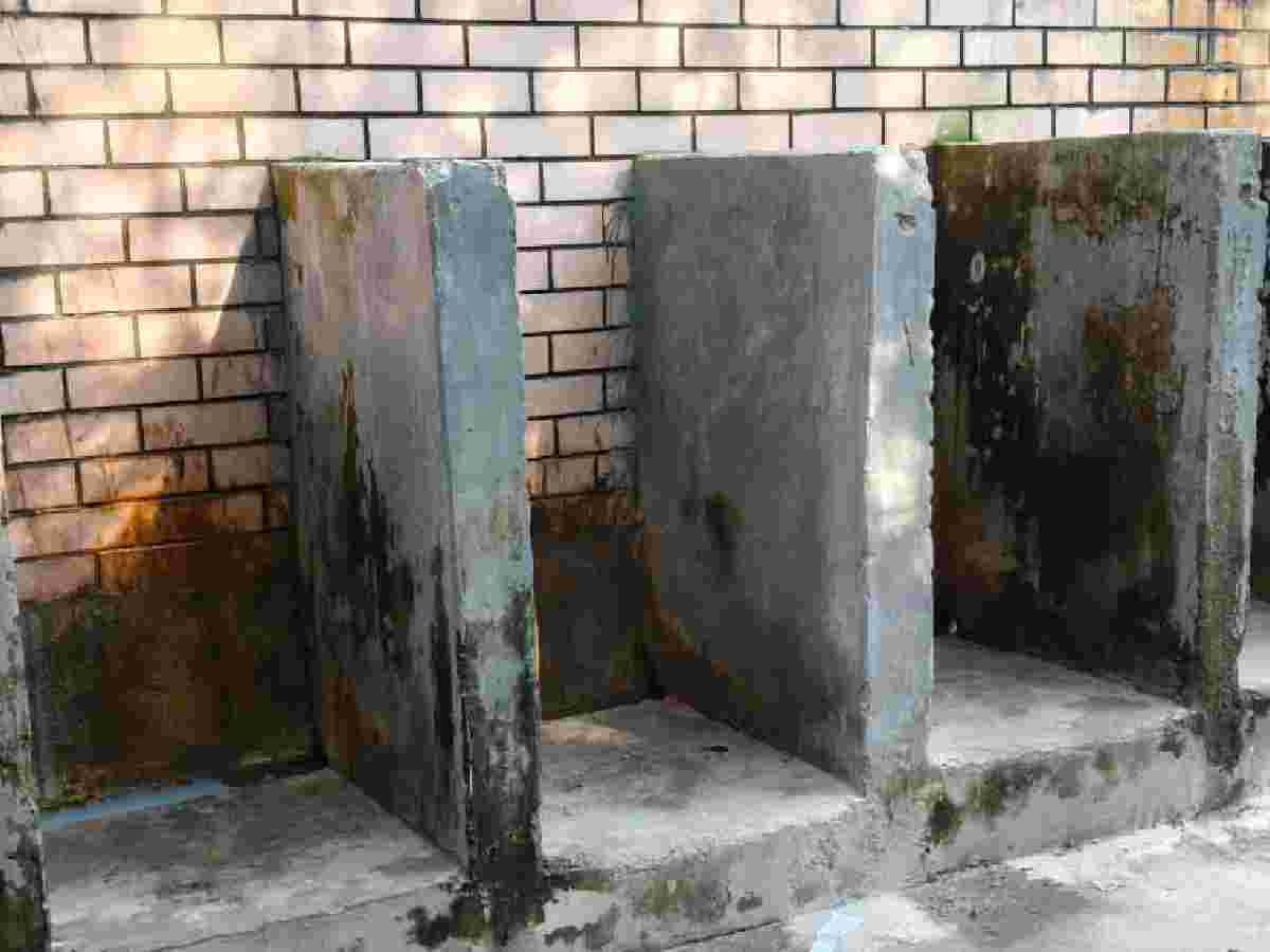 Male students forced to use open urinals due to lack of proper facilities at Rajkiya Sarvodaya Kanya Bal Vidyalaya, Dallupura