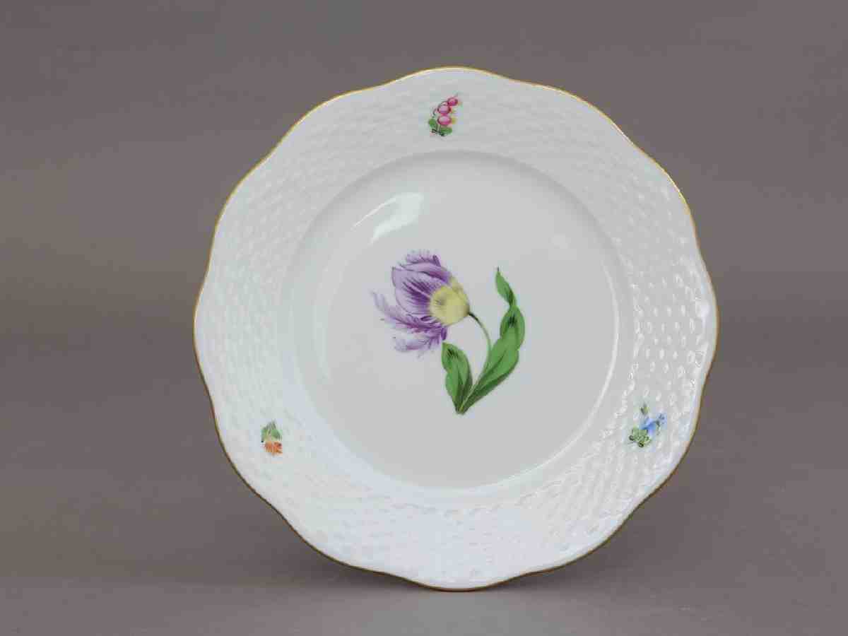 Purple Parrot Tulip Side Plate Hand Painted 24K Gold