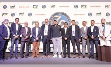 72 The League commissioner Amrit Mathur (fourth from left) with team owners