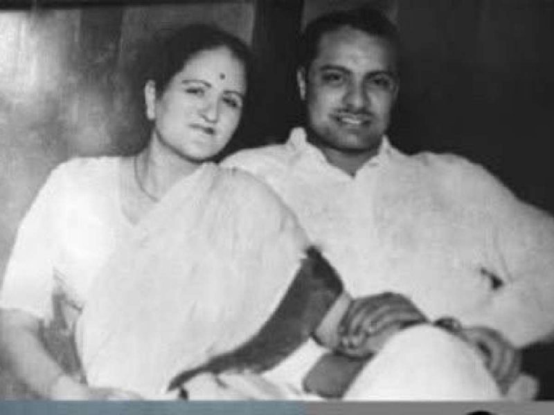 Former Odisha CM Biju Pattnaik with wife, Gyan Sahani 