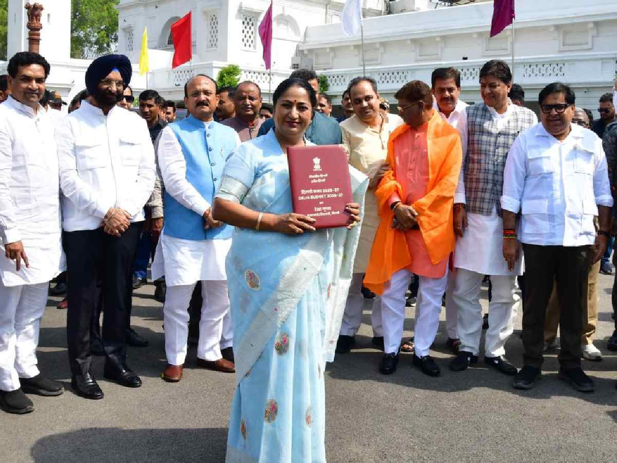 Delhi Chief Minister Rekha Gupta with legislators
