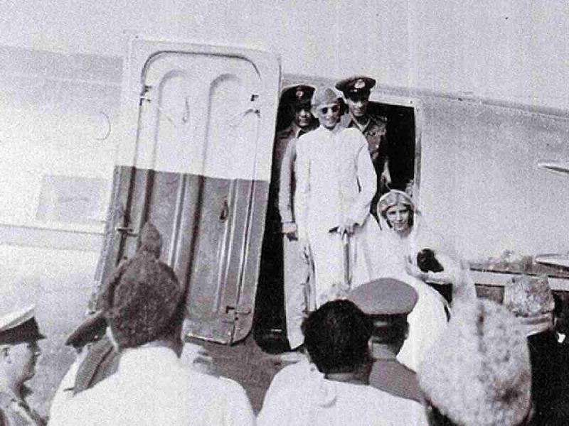 Muhammad Ali Jinnah boarding a plane