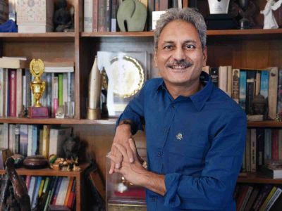 Mahmood Farooqui at his library in his residence