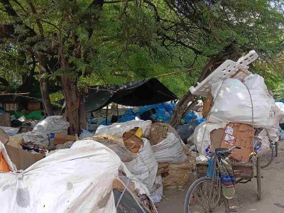 Plastic rags at the site meant for sale