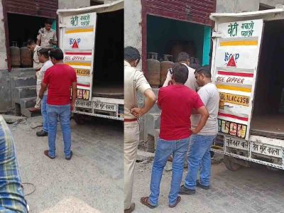 An illegal cylinder godown allegedly belonging to a local political leader was unearthed nearby
