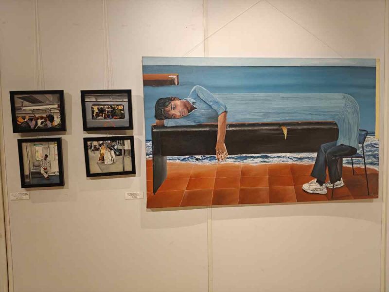 A contemporary artwork explores emotional landscapes through surreal imagery and everyday spaces