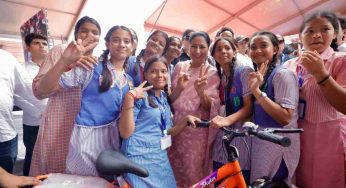 Bicycles distributed to Class 9 girl students of Delhi government schools