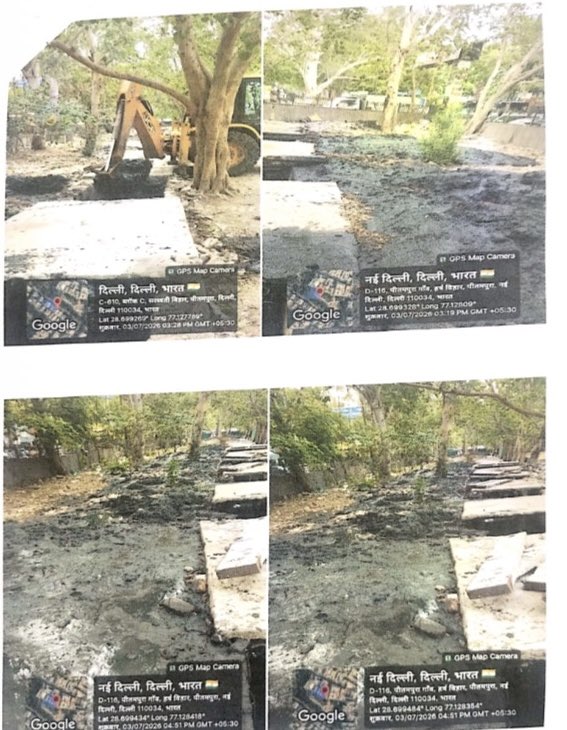 The complaints that had been registered with the PWD at Pitampura