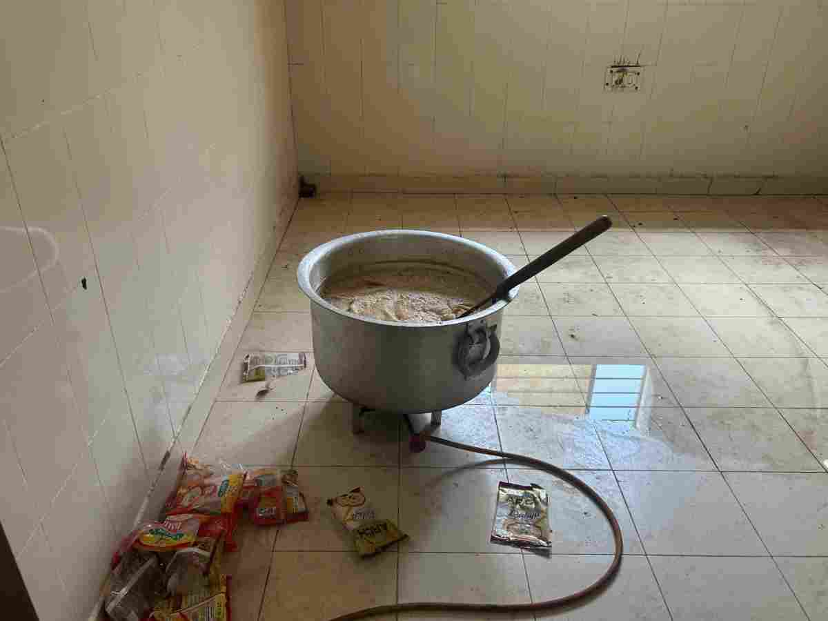 Food is prepared daily for stray dogs housed at the facility