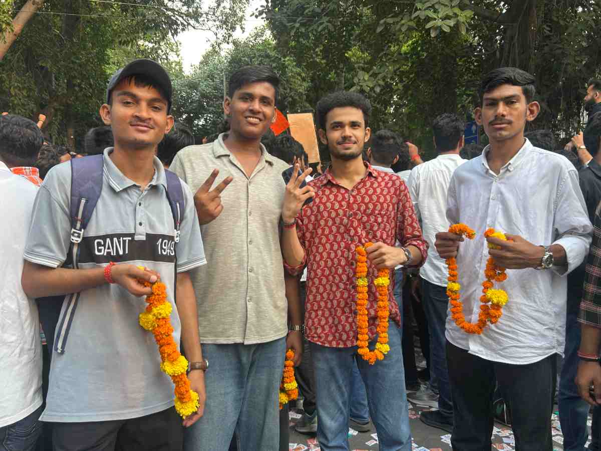 Students celebrate as ABVP wins in the DUSU elections