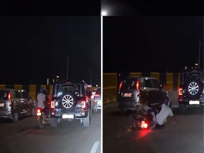 Video shows Thar hitting bike while recklessly cutting through Gurugram traffic, 2 injured