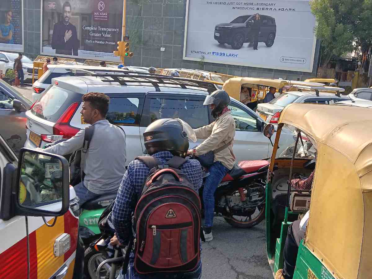 Choke points stopping traffic to a halt were seen across New Delhi