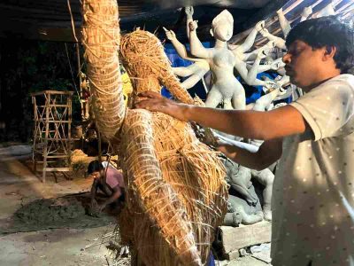 80 idols, two weeks, 12-hour days: CR Park’s Durga Puja preparations in full swing