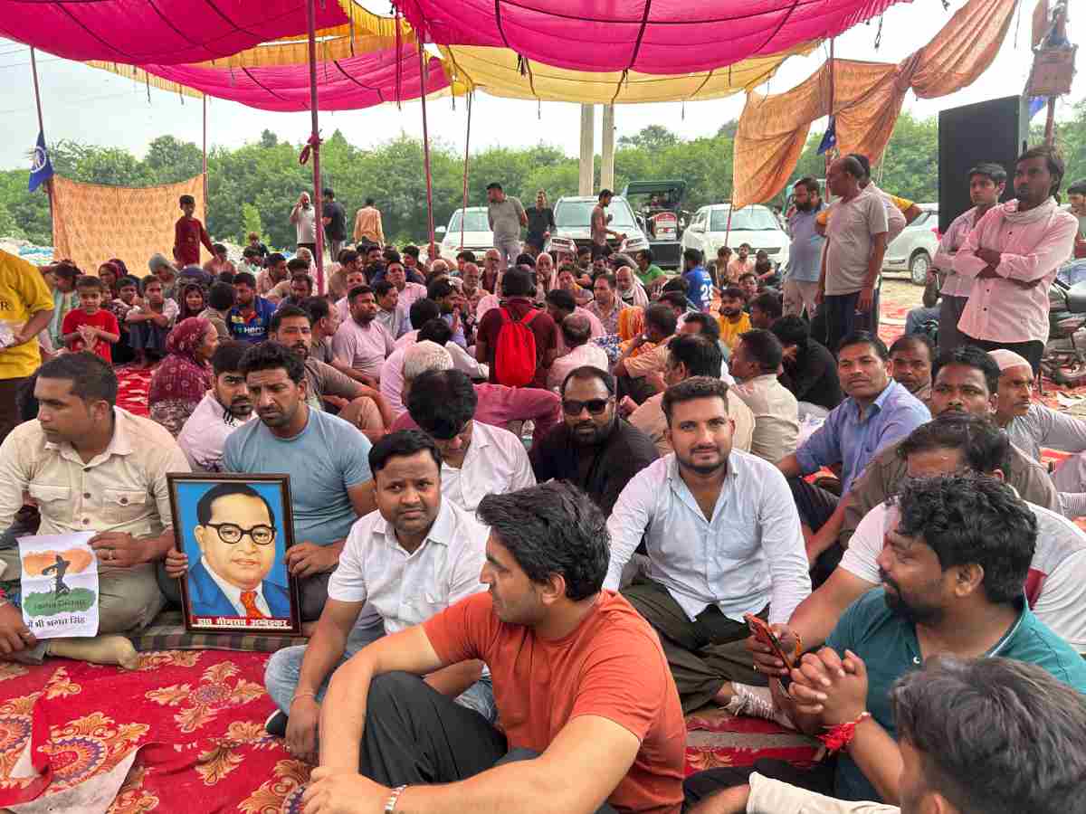 Residents are protesting against their proposed displacement from the South East Delhi village