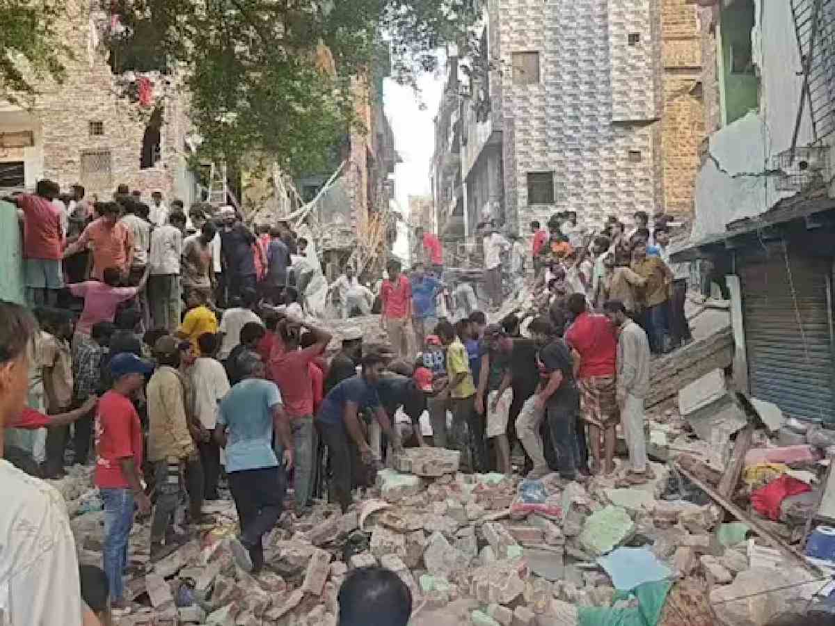 Several suspected trapped after a four-storey building collapses in Delhi’s Seemapuri